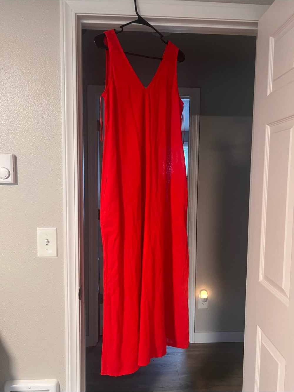 Calypso St. Barth Vibrant Red V-Neck Maxi Dress